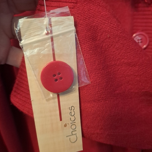 New wt Choices by Notations Red Fringe Shawl Collar Cardigan Sweater XL - Picture 5 of 11